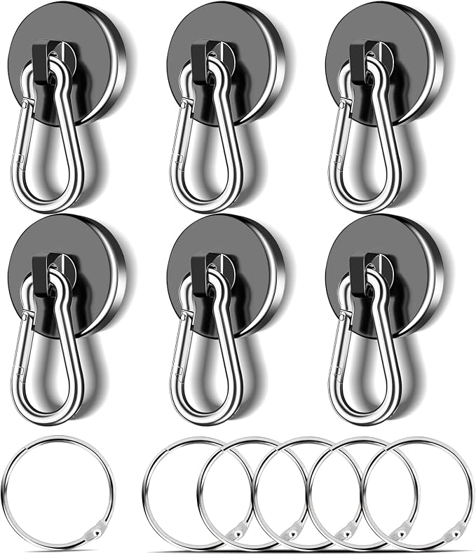MIKEDE 6 Pack Strong Magnetic Hooks, 70LBS Pull Force Neodymium Magnetic Hooks by MIKEDE