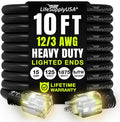 10ft Outdoor/Indoor Extension Cord 12/3 Gauge Extra Heavy Duty 3 Prong SJTW by LifeSupplyUSA