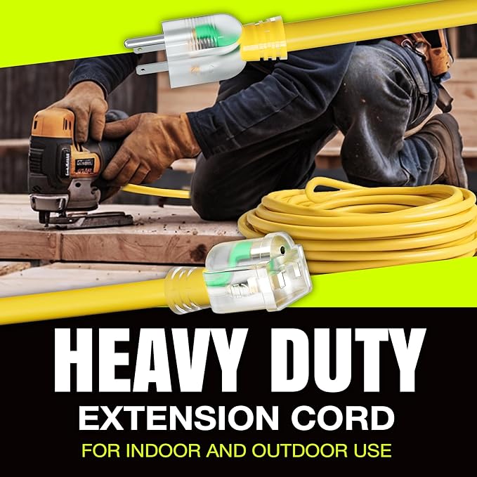 6ft Outdoor/Indoor Extension Cord 16/3 Gauge Heavy Duty 3 Prong SJTW, Waterproof - Image 7