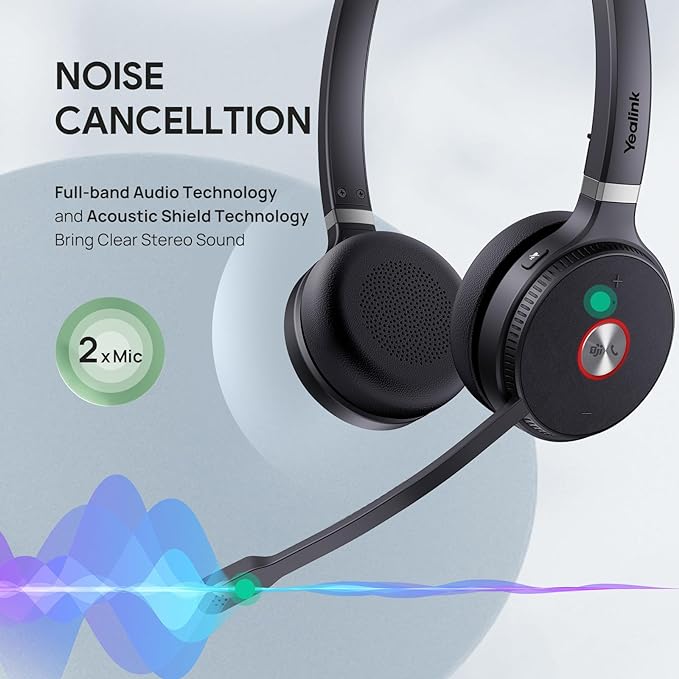 Yealink WH62 Dual Teams DECT Wireless Headset 525 ft Range, Work Headphones - Image 2