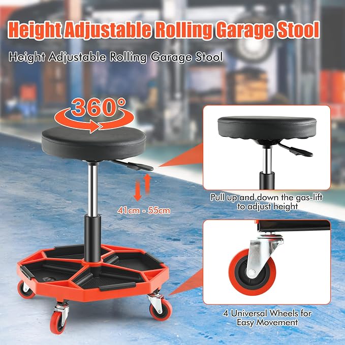 Adjustable Mechanic Rolling Stool, Pneumatic Rolling Stool - Image 7