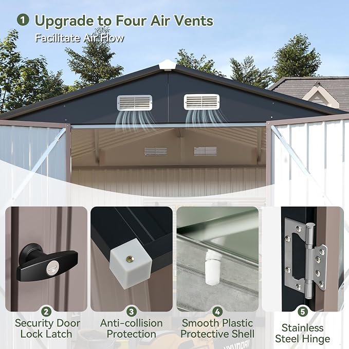 Aoxun 7x5 FT Outdoor Storage Shed Garden Metal Shed - Image 8