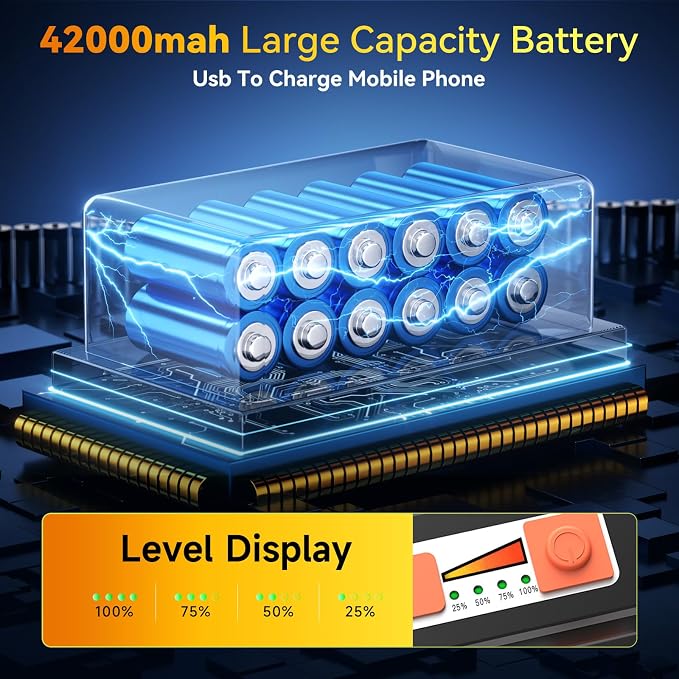 500W Led Work Light Rechargeable, 42000MAh Solar Portable Light, 42000LM - Image 4