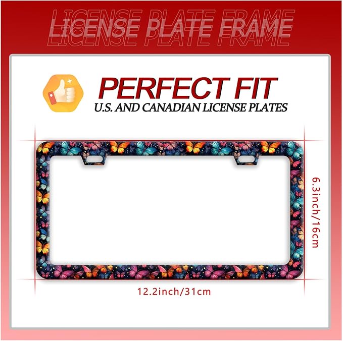 Butterfly License Plate Frame Funny Colorful License Plate Frames Stainless - Image 7