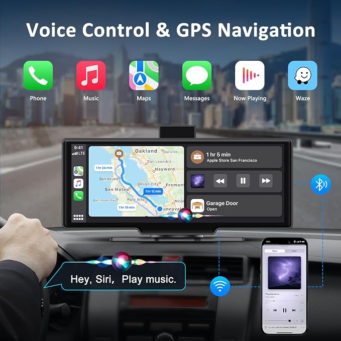 Apple carplay & Android Auto, Wireless Double din 10.26 inch Dash Cam - Image 3