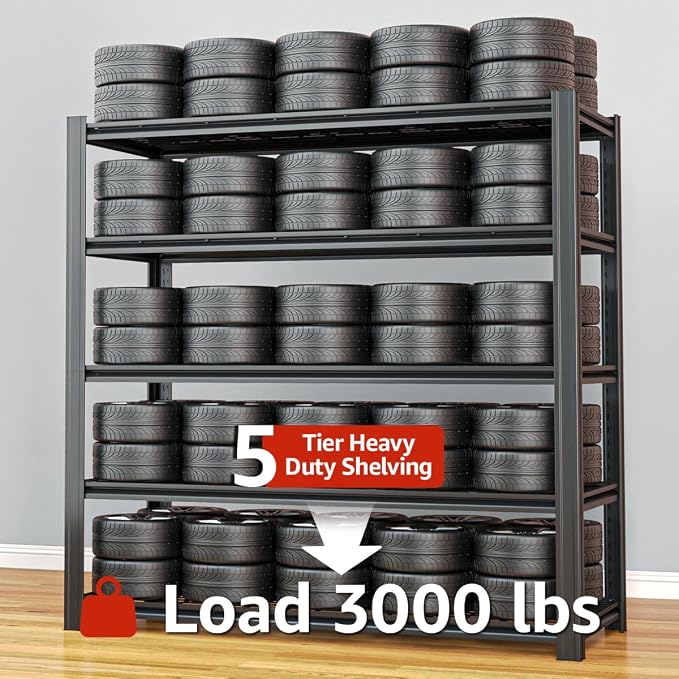 5 Tier Metal Shelving Unit 84" H x 55" W x 24" D, 3000LBS Adjustable Storage - Image 7