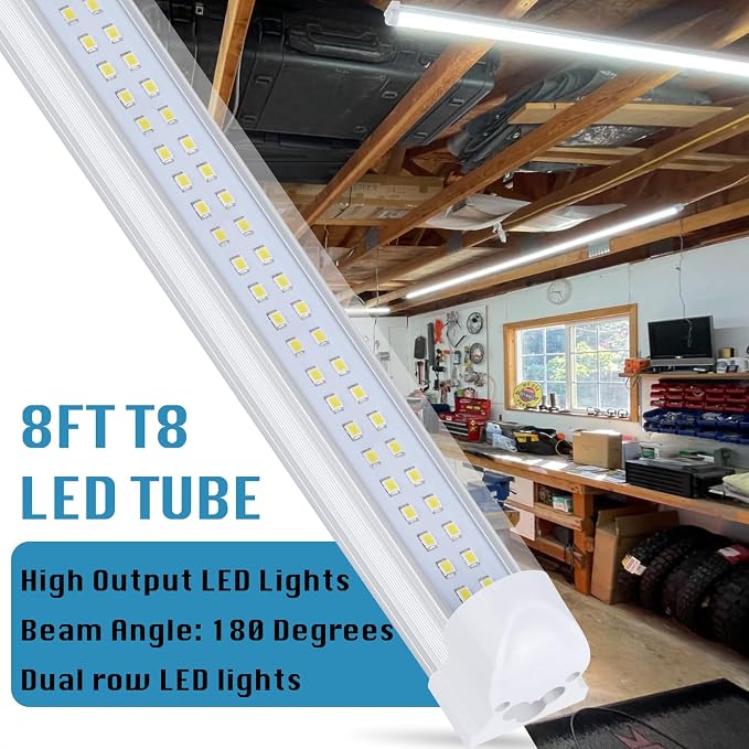 4 Pack, Led Shop Lights, 8FT Led Shop Light, 100W 6000K 15000LM Clear White - Image 3