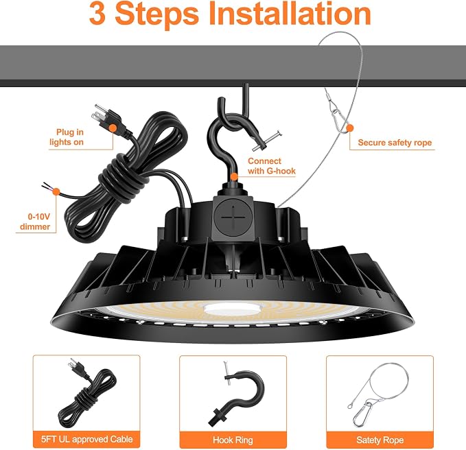 4Pack LED High Bay Lights, 150W UFO High Bay LED Shop Lights, 22500LM - Image 6