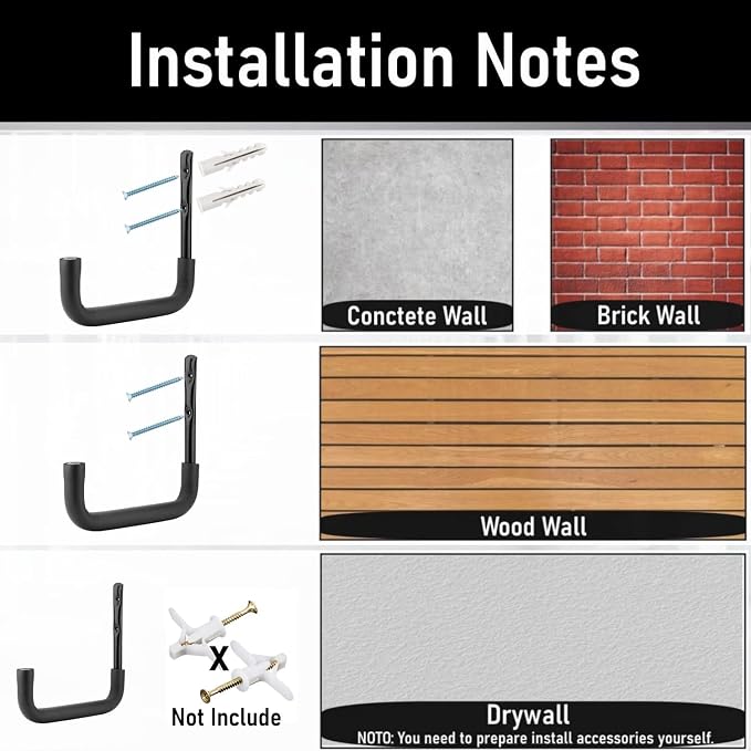 8 Pack Ladder Hooks 9.8Inch Garage Storage Utility Hook Heavy Duty Wall Mounted - Image 7