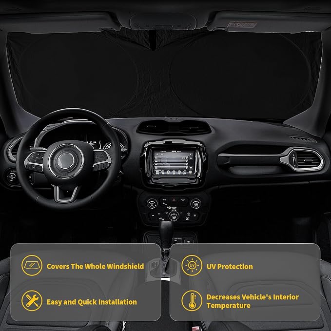 INSAUTO for Jeep Patriot Windshield Sun Shade for Jeep Renegade SUV 2015-2024 - Image 2