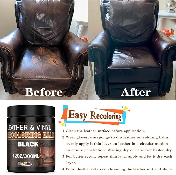 Leather Recoloring Balm Black Leather Dye Vinyl Paint Car Interior Seat - Image 4