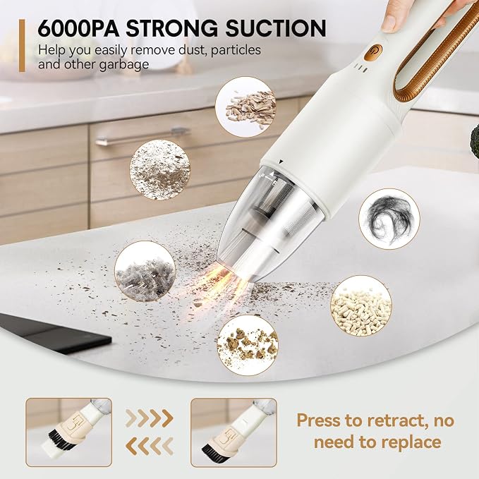 2-in-1 Mini Cordless Vacuum Cleaner, Handheld Vacuum Cleaner, USB Rechargeable - Image 3