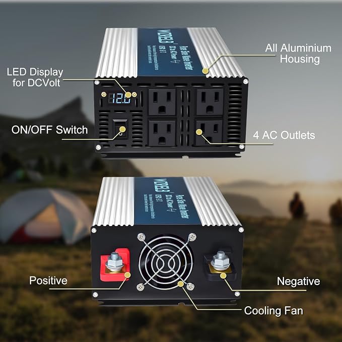 WZRELB 2000W Pure Sine Wave Inverter 36V DC to 110V 120V AC, Car Power Inverter - Image 4