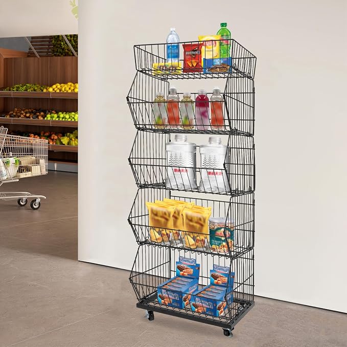 Retail Display Rack 5-Tier Market Merchandise Display Shelf Fruit Storage Shelf - Image 2
