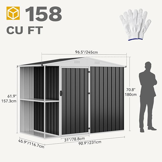 DWVO 8 x 4 ft Outdoor Storage Shed - Image 8