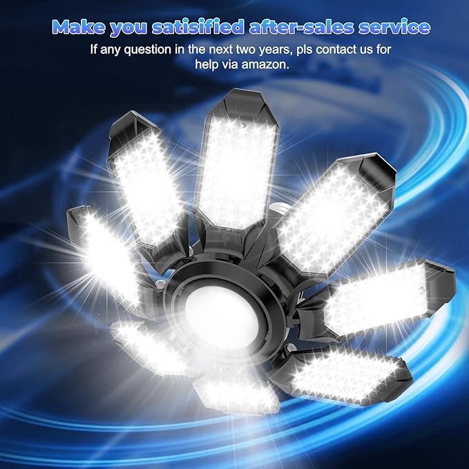 Garage Lights - Super Bright 25000LM Garage Lights Ceiling Led w/ 8 Deformable - Image 7