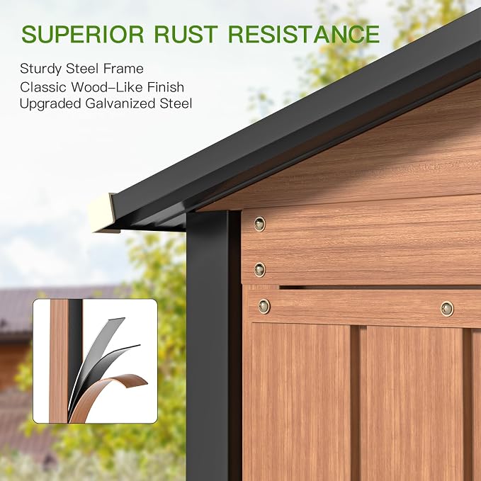 Outdoor Storage Shed, 5x3 Ft Metal Steel Tiny House - Image 7