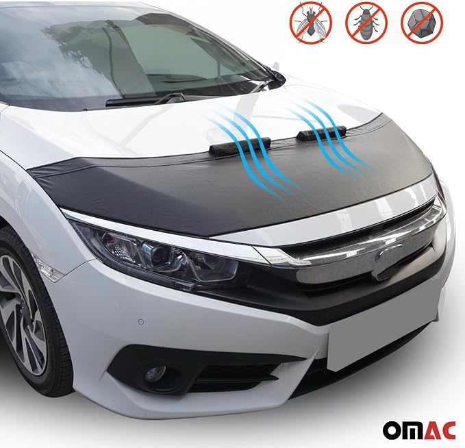OMAC Car Bonnet Mask Hood Bra for Toyota Yaris 2013-2020 Black 1 Pc - Image 5