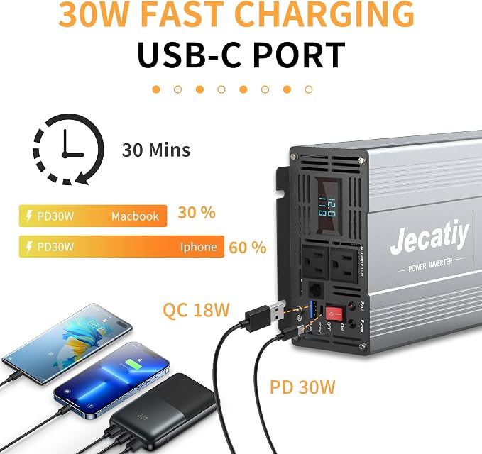 2000 Watt Pure Sine Wave Power Inverter DC 12V to 110V/120V AC Converter - Image 5