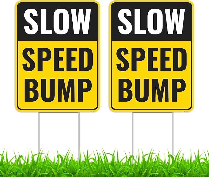 2PC Speed Bump Sign with Stakes, 17 Inches by 13 Inches by Venicor
