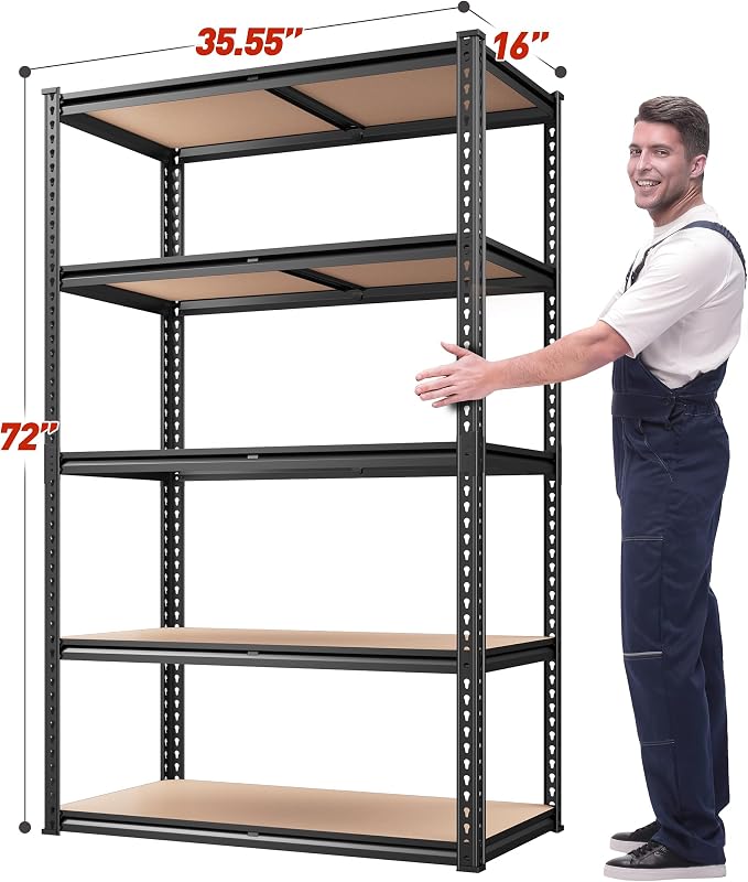 REIBII 2020LBS Storage Shelves 5 Tier Garage Shelving Heavy Duty, Adjustable - Image 3