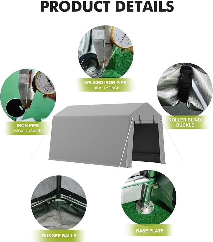 10 x 15 ft Carport Storage Shed, Portable Garage - Image 7