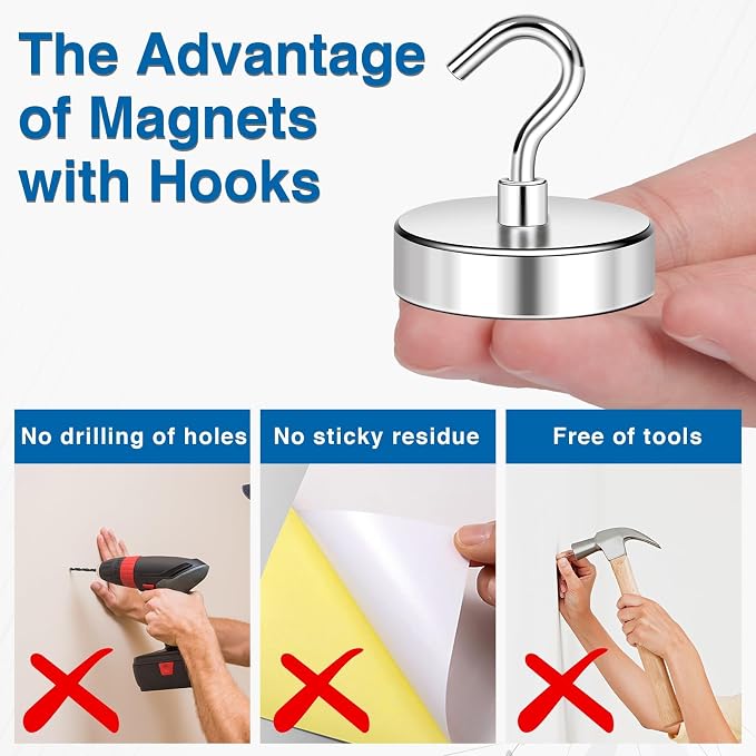 LOVIMAG Magnetic Hooks Heavy Duty, Super Stong Magnetic Hooks Neodymium Magnet - Image 5