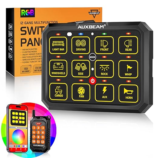 Auxbeam 12 Gang Switch Panel Bluetooth RGB AC-1200 by Auxbeam