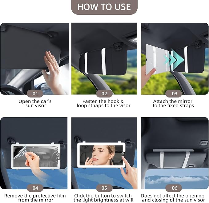 Car Sun Visor Vanity Mirror, Dimmable Makeup Mirror - Image 7