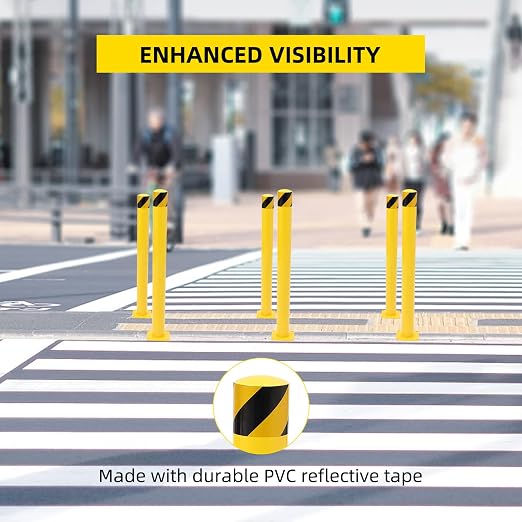 Safety Bollard 4 Packs, 48 Inch Height Steel Bollard Post - Image 3