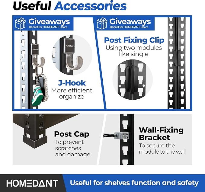 HOMEDANT 5 Tier Laminated Boltless Metal Shelving Unit Adjustable Garage - Image 6
