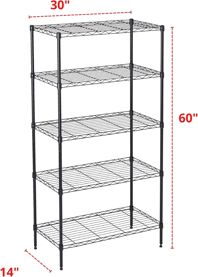 5 Tier Wire Shelving Unit Storage Rack, Metal Heavy Duty Utility Organizers - Image 3
