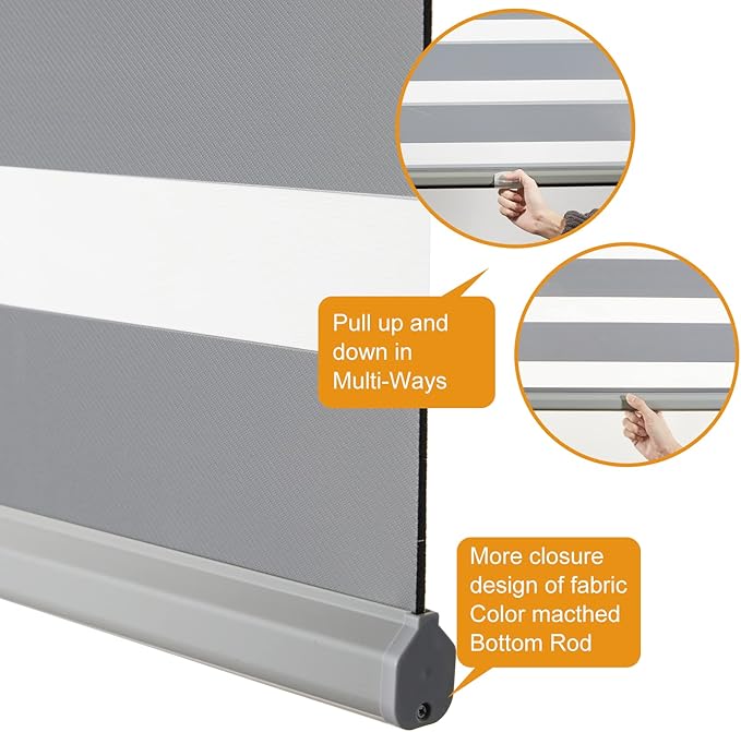 Persilux Cordless Zebra Blinds for Windows Free-Stop Window Blinds Dual Layer - Image 3