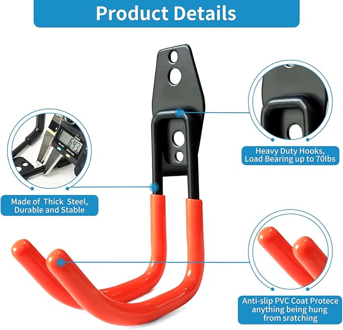Garage Storage Utility Hooks，Garage Garden Tool Organizer，Steel Wall Mount Hooks - Image 2