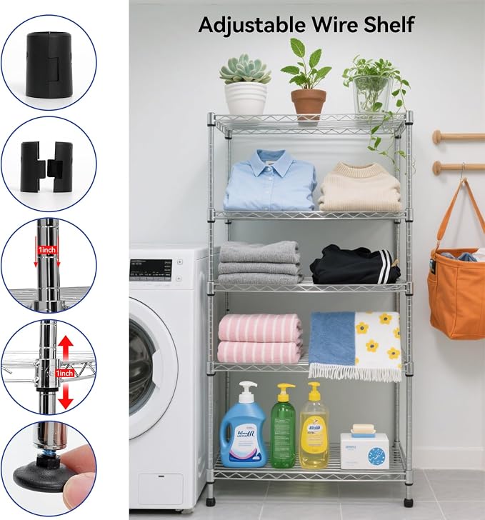Heavy-Duty 4 Tiers Chrome Steel Wire Shelving NSF Certified. Adjustable Storage - Image 4