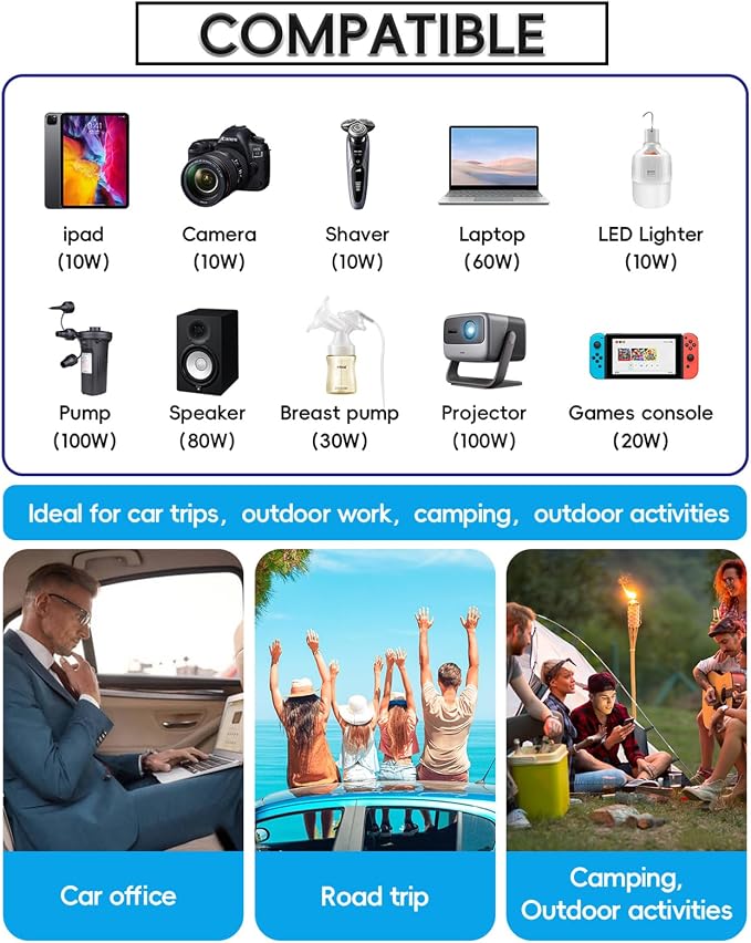YSOLX 300W 12V to 110V Car Power Inverter, - Image 7