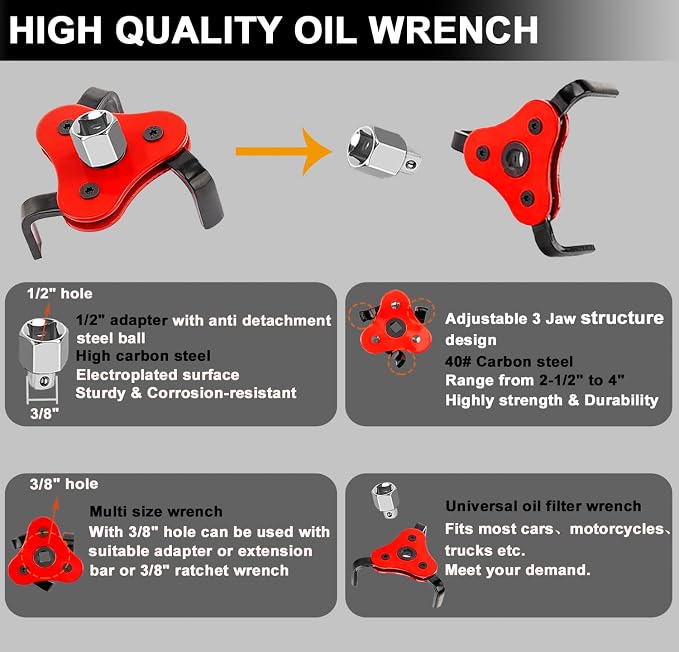6Pcs Oil Filter Pliers Set, Universal Oil Filter Wrench - Image 5