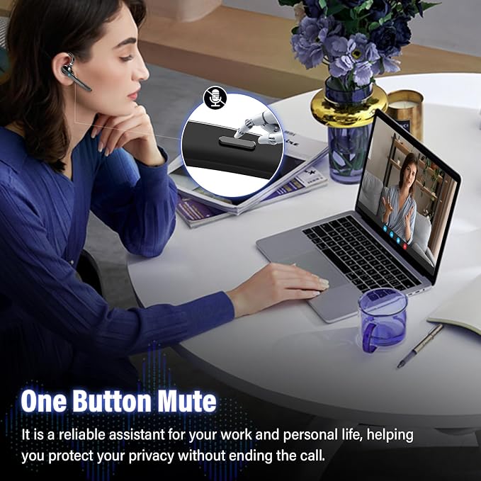Bluetooth Headset, Wireless Bluetooth 5.3 Earpiece, 90Hrs Hands Free Headset - Image 6