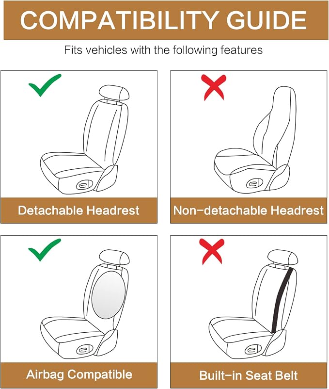 Pariitadin Leather Car Seat Covers Front Pair, Waterproof Faux Leather Seat - Image 7