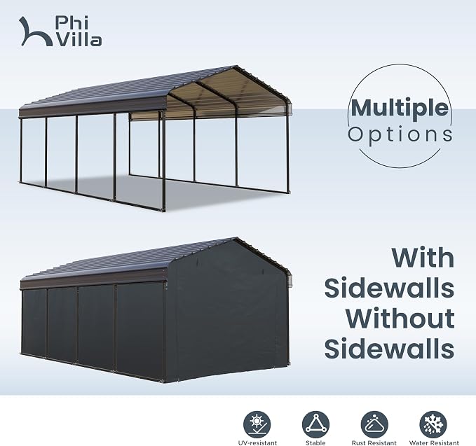 PHI VILLA 12 x 20 ft Carport Metal Carports - Image 9