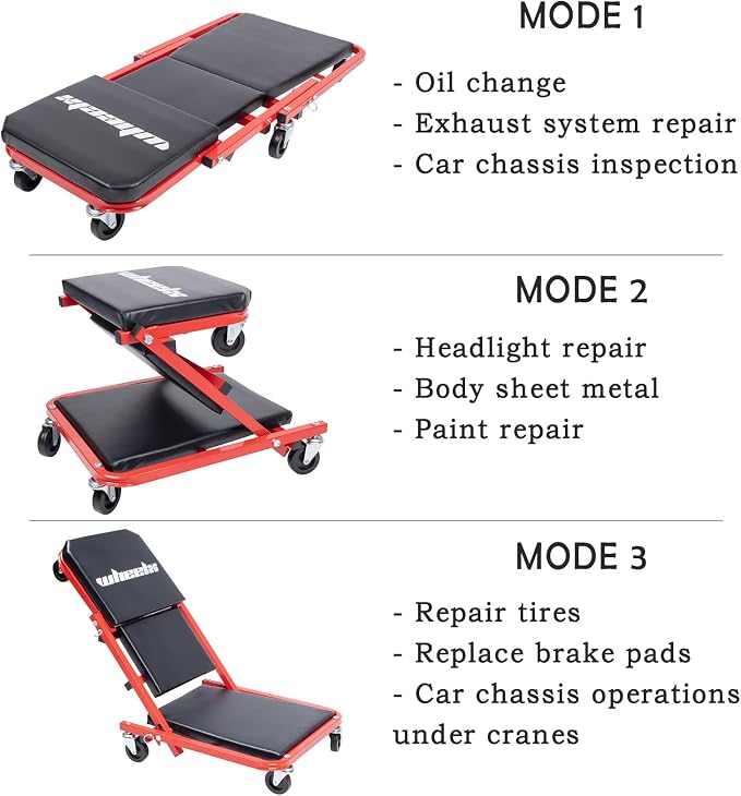 Mechanic Creeper 36 inches 3-in-1 Mode Z Seat 340lbs Capacity, Foldable Garage - Image 2