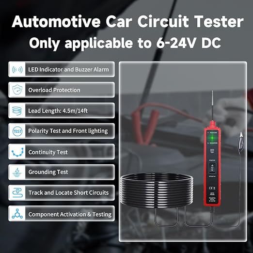 Automotive Car Circuit Tester 12V 24V DC Power Probe Tester - Image 4