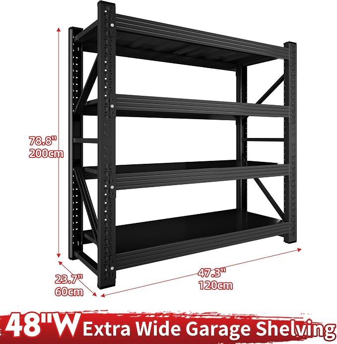 4000LBS Garage Shelving 48" W Garage Shelving Heavy Duty 4-Tier Metal Storage - Image 3