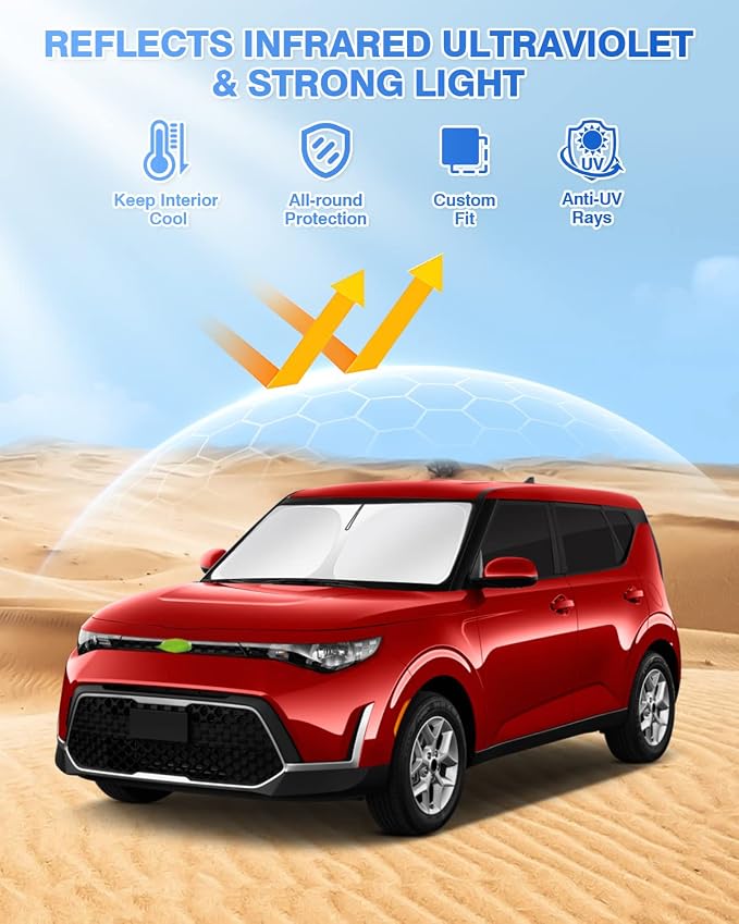 Sunshades for Kia Soul 2020-2025 2026 Accessories Windshield Sun Shade Side - Image 2