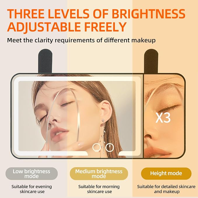 car mirror vanity Rechargeable Led, 3 Light Modes, Dimmable Touch Screen - Image 3