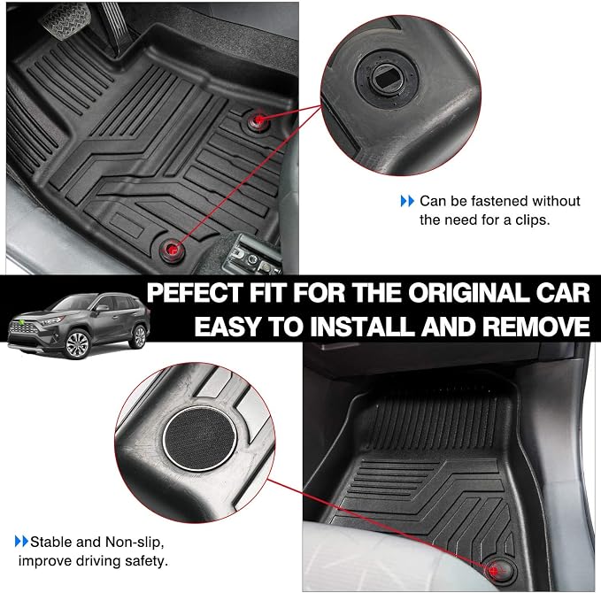 Powerty Floor Mats for 2019-2024 2025 Toyota RAV4 Accessories All Weather Floor - Image 5
