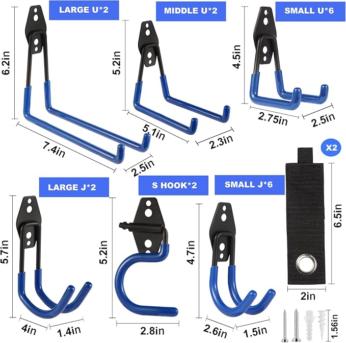 Garage Hook Heavy Duty Wall Storage Hangers, 22 Pack Garage Storage Hooks Steel - Image 2