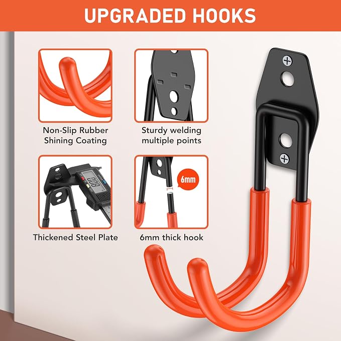 4 Pack 5.5x4.1 Inch Utility Steel Wall Mount Heavy Duty Garage Hooks - Image 3