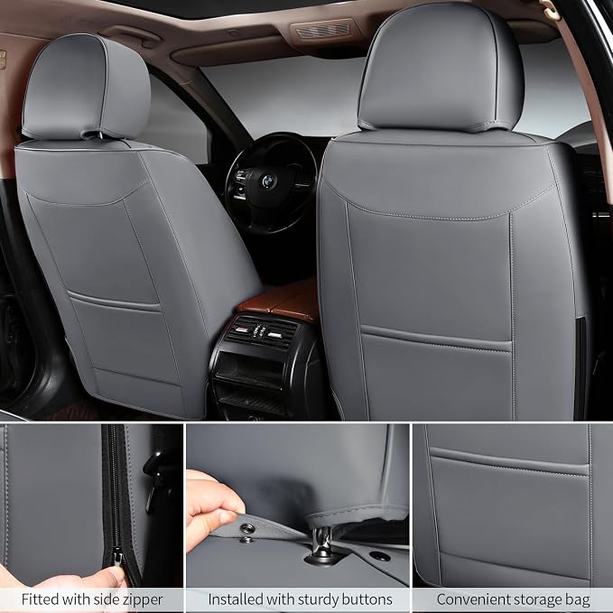 2 Packs Car Seat Covers Leather Car Seat Covers Universal Seat Covers - Image 3