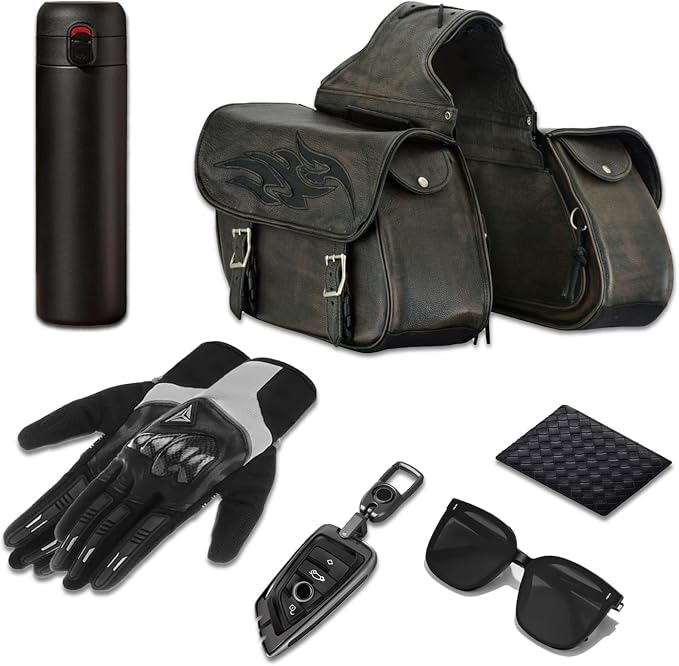 GARGOYLE BELLS Motorcycle Saddle Bags Leather Motorcycle Luggage Bag - Image 5